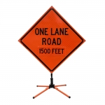 Roll Up Sign & Stand - 48 Inch Reflective One Lane Road 1500 Feet Roll Up Traffic Sign